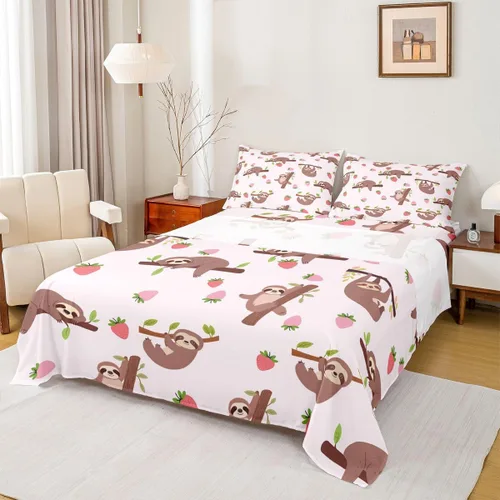 Miniatura 26 de Feelyou Juego de sábanas con diseño de arcoíris a rayas coloridas, multicolor, sábana bajera ajustable estilo de dibujos animados para niños