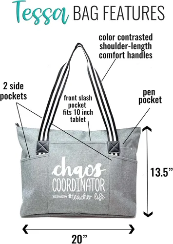 Miniatura 80 de Brooke & Jess Designs Teacher Tote Bag for Work - Teacher Handbag Gifts for Women, Teacher Bag Best Teacher Appreciation Gift