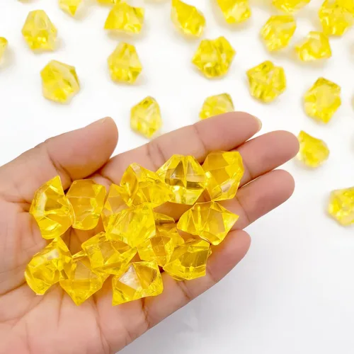 Miniatura 3 de Relleno de jarrón amarillo para decoración del hogar, cubitos de hielo triturados falsos, rellenos de jarrón, 150 cubos de hielo falsos