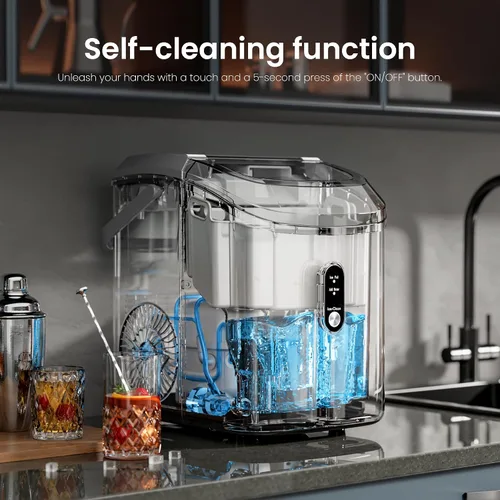 Miniatura 4 de Kismile Nugget - Máquina de hielo para encimera, 35 libras/24 horas, máquina de hielo portátil con hielo triturado, función de autolimpieza