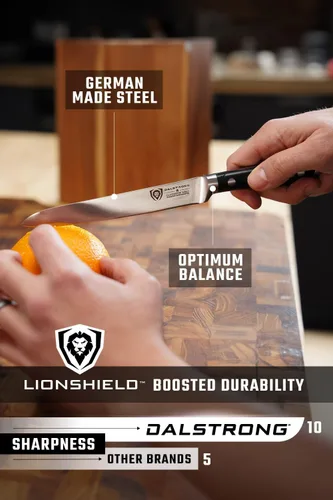 Miniatura 5 de DALSTRONG Gladiator Series Elite - Cuchillo de cocina de acero alemán forjado de alto carbono - Mango negro G10 - Cuchillo de cocina de regalo