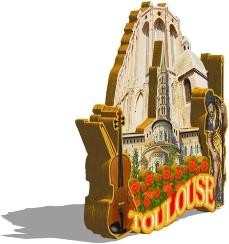 Miniatura 2 de Imán de Francia Toulouse para nevera de madera 3D, monumentos de viaje, coleccionables, recuerdos, decoración hecha a mano, 180