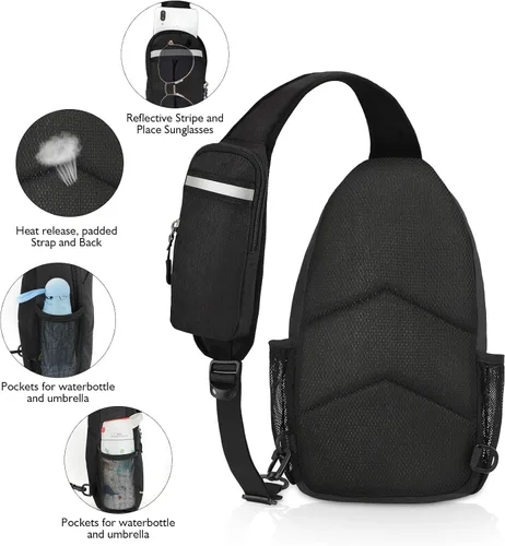 Miniatura 4 de MAYLISACC Bolso bandolera bandolera para hombres y mujeres, mochila con múltiples bolsillos para viajes, senderismo, mochila de pecho con llavero