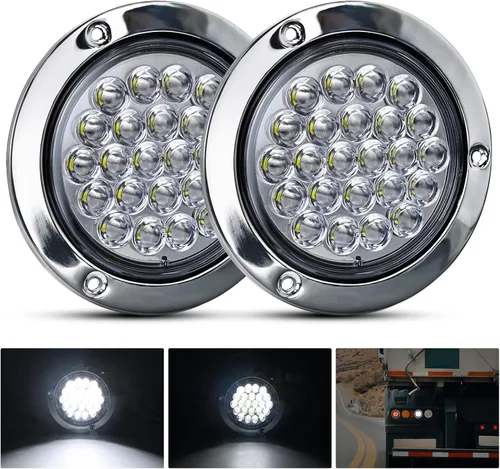 Miniatura 11 de Nilight Luz de faro trasero, redonda, 4 pulgadas, 2 piezas, 24 luces LED rojas, parada, freno, giro, ojales de montaje empotrado, impermeabilidad
