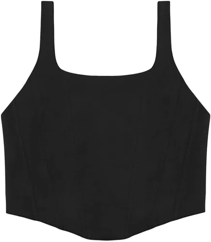 Miniatura 4 de REORIA - Camiseta corta sin mangas con cuello cuadrado sexy para mujer