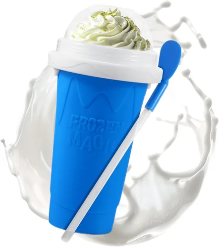 REGNBUE Slushy Maker - Vaso mágico para hacer jugo, leche, yogur, helado, taza refrescante con tapa y popote para niños, amigos, familia