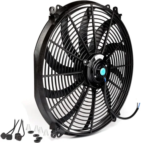 Miniatura 6 de Ventilador delgado universal de 16 pulgadas Push Pull Radiador eléctrico Ventilador de refrigeración Kit de montaje de 12 V Negro