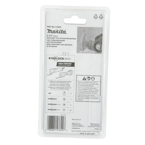 Miniatura 4 de Makita E-08595 StarlockMax® Multiherramienta oscilante de metal duro de 2-3/4" con carburo de tungsteno 50 Grit Grout y hoja de sierra segmentada