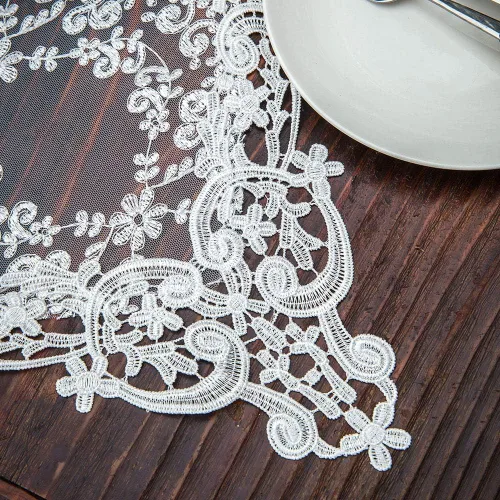 Miniatura 5 de ARTABLE Camino de mesa rectangular bordado de macramé de encaje con exquisito estilo vintage desgastado chic para mesas largas de cena de boda