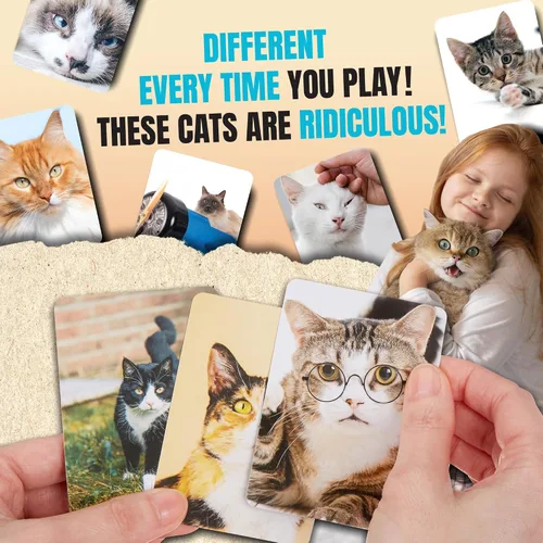 Miniatura 7 de Name that Kitty - Divertido juego de gatos para niños que es ideal para la noche de juegos en familia Juguete con temática de gato de 100 cartas