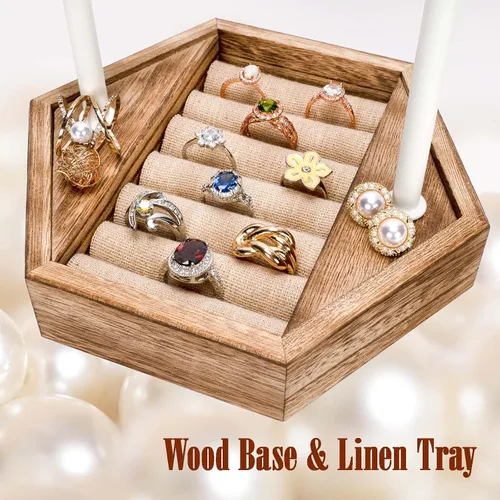 Miniatura 4 de Soporte organizador de joyas, soporte de 6 niveles para joyas con altura ajustable, organizador de exhibición y almacenamiento para aretes, anillos