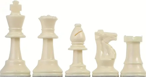 Miniatura 4 de Conjunto de 32 piezas de ajedrez de plástico - Alfiles y peones en negro y blanco para tableros de 15-20 pulgadas, fondo de fieltro, con bolsa