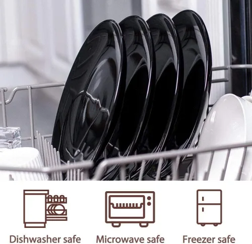 Miniatura 3 de DELLING Platos de porcelana para aperitivos, platos negros de postre y ensalada de 7 pulgadas, platos llanos pequeños para acompañamientos