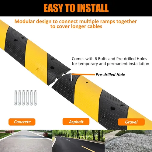 Miniatura 6 de Towallmark Golpe de velocidad de goma de 3.3 pies, 2 paquetes de 2 canales modulares de alta resistencia, capacidad de carga de 25,000 libras, rampa