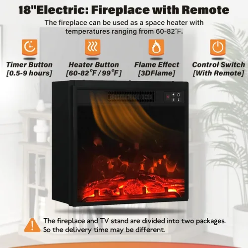 Miniatura 4 de YESHOMY Soporte esquinero para TV con chimenea para televisores de hasta 55" con gabinetes de almacenamiento, centro de entretenimiento, consola