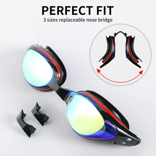 Miniatura 6 de Gafas de natación miope, Gafas de natación de visión corta Recubrimiento Espejo Negro 19