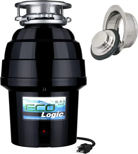 Miniatura 17 de Eco Logic EL-9-DS-BN 9 Deluxe Designer Series - Eliminador de residuos de alimentos con brida de fregadero de níquel cepillado, 3/4 HP Brida