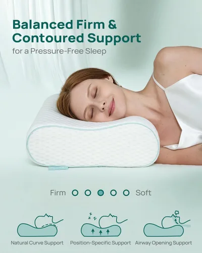 Miniatura 4 de Almohada de espuma viscoelástica ergonómica Releep - Almohada ortopédica de soporte cervical para alivio del dolor de cuello y hombro, almohada