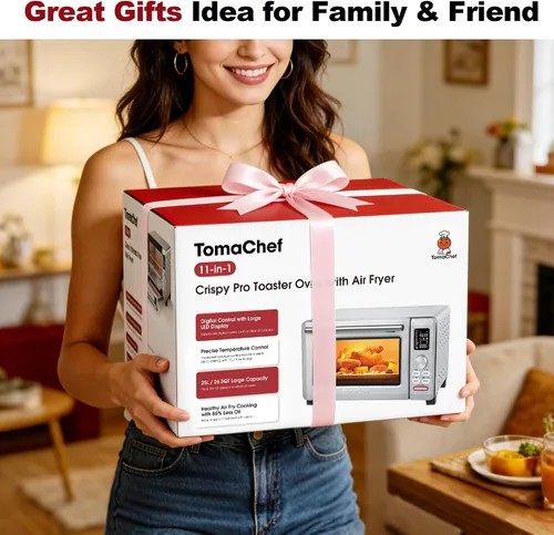 Miniatura 8 de TomaChef Combo de horno tostador y freidora de aire, gran capacidad de 26.5 cuartos de galón con ventana visible, horno tostador de encimera 11
