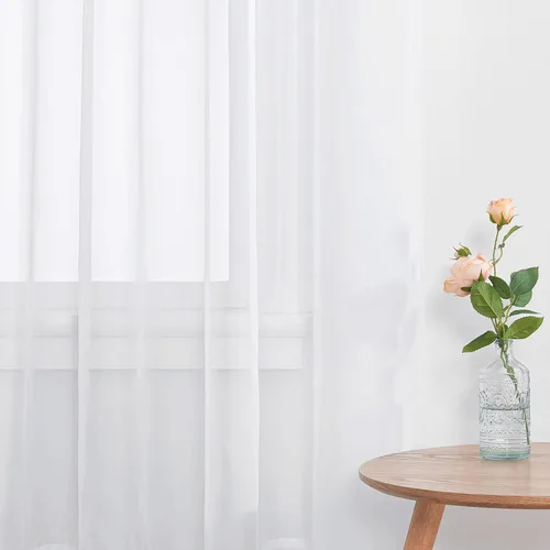 Miniatura 3 de NICETOWN Cortinas traslúcidas blancas de 63 pulgadas de largo para dormitorio, cortinas de gasa translúcida con bolsillo para barra, paneles