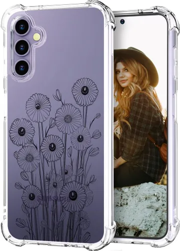 Miniatura 24 de Hungo Funda compatible con Samsung Galaxy S25 Plus/S24 Plus, diseño transparente, diseño femenino de piel femenina S24+ S25+ de astronauta