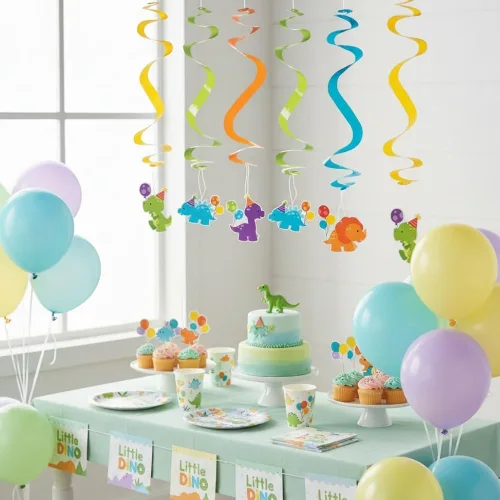 Miniatura 5 de Fun Express - Pequeños remolinos colgantes de dinosaurio para cumpleaños - Decoración de fiesta - Decoración colgante - Espirales y remolinos