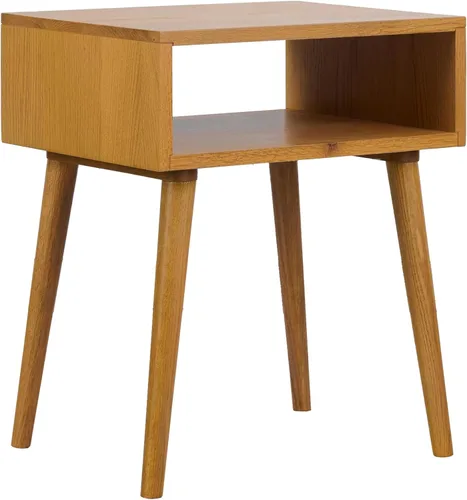 Miniatura 8 de NTC Mesita de noche Lux de roble macizo con cajón, mesa auxiliar moderna de mediados de siglo, muebles de noche, mesa auxiliar, fácil montaje, negro