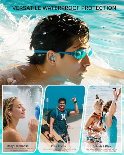 Miniatura 8 de Tapones para los oídos de natación para adultos, 2 pares de tapones impermeables para los oídos para nadadores, hombres, mujeres, lavables