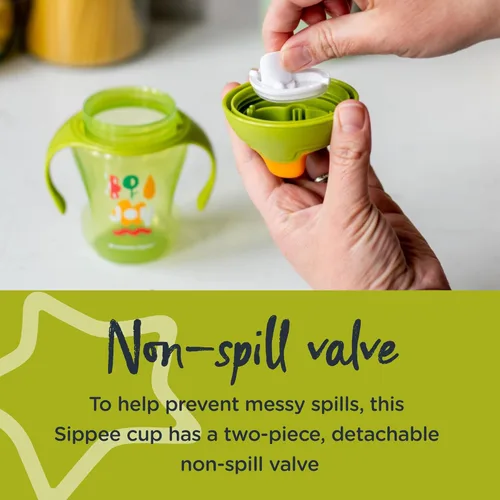 Miniatura 3 de Tommee Tippee Vasos de entrenamiento de 8 onzas con asas para bebés y niños pequeños, a prueba de derrames, sin BPA, azul, naranja y verde, paquete