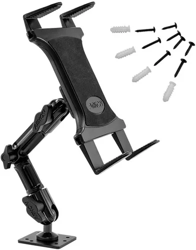 ARKON Soportes – Soporte de tableta resistente base de taladro segura para automóviles, paredes y mesas, brazo ajustable que garantiza un