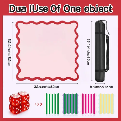 Miniatura 2 de Funda de Mahjong de 32.4 pulgadas con bordes festoneados, alfombrilla antideslizante y de reducción de ruido para Mahjong, alfombrilla de Mahjong