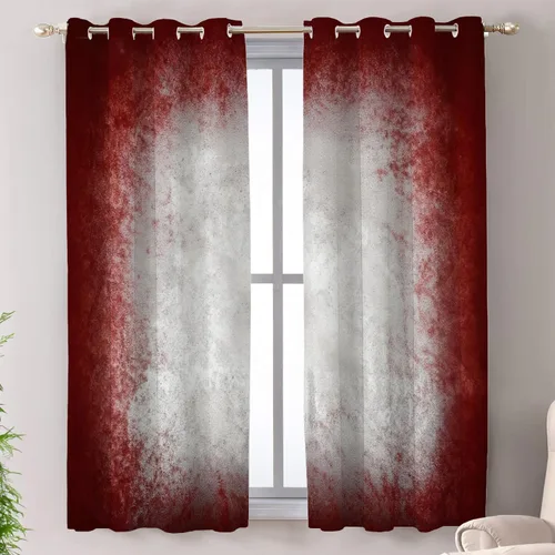 Miniatura 27 de Shrahala Beige and Orange Abstract Art Brushstrokes Blackout Curtain Tiers, Abstract Oil Paint Kitchen Valance Light Blocking Tier Drapes with Rod