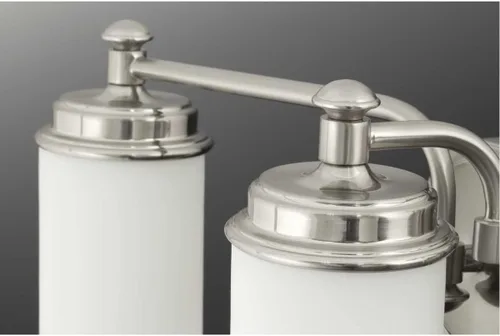 Miniatura 5 de Progress Lighting Glide Collection - Lámpara de tocador de baño con 3 luces de cristal de ópalo grabado en níquel cepillado