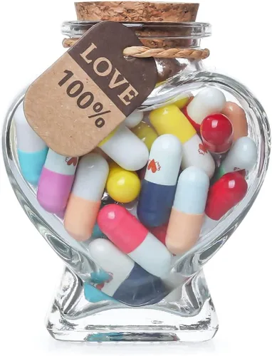 Miniatura 7 de Hefonti Mensaje de cápsula en una botella, 50 piezas de píldoras de amor, letras de relaciones de larga distancia, regalos para pareja, novia, 50