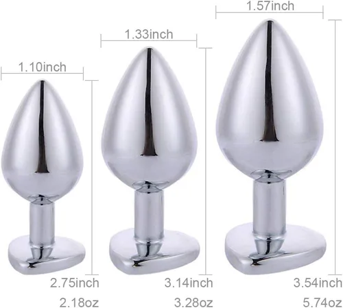 Miniatura 2 de Kit de entrenamiento anal tapón anal con diferentes tamaños, 3 piezas, juguetes sexuales anales con base de joyería en forma de corazón