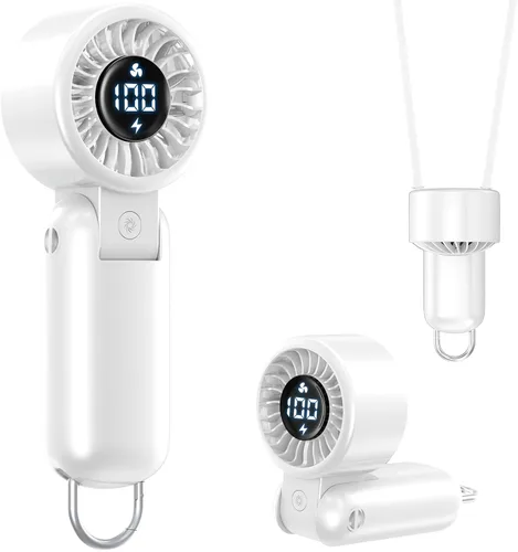 Miniatura 15 de Ventilador turbo portátil de mano con pantalla LED, refrigeración turboalimentada de 32 pies, larga duración, 5 velocidades de 4 onzas, ligero