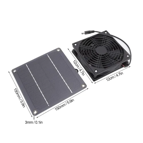 Miniatura 7 de Cryfokt Ventilador de escape impermeable con energía solar, kit de ventilador de panel solar para exteriores, ventilador portátil con cable de 39