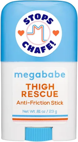 Megababe Thigh Rescue Anti-Chafe Stick Mini | Tamaño para viajes, ideal para llevar contigo | Previene el roce y la irritación de la piel | Para
