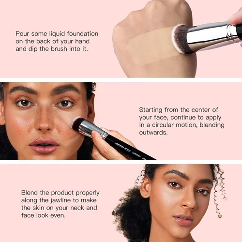 Miniatura 3 de EIGSHOW - Brocha para base de maquillaje Kabuki de parte superior plana, para líquidos, crema y polvo, mezcla, pulido, punteado, aplicación