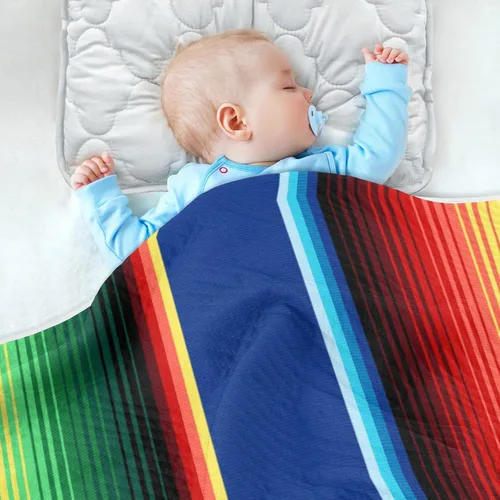 Miniatura 4 de Kigai Manta de sarape mexicano a rayas para cuna o siesta de cochecito, cálida y acogedora, suave, unisex, para niños, niñas, niños pequeños, 30 x