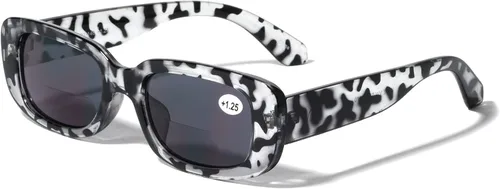 Miniatura 4 de BIFOCAL - Lentes de sol de lectura rectangulares para mujer, diseño de leaopard