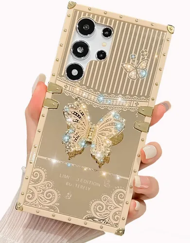 Miniatura 42 de Compatible con Funda Samsung Galaxy S22 Ultra, Diseño de Mariposa Brillante de Lujo con Soporte Plegable Kickstand para Mujeres y Niñas, Funda Rosa