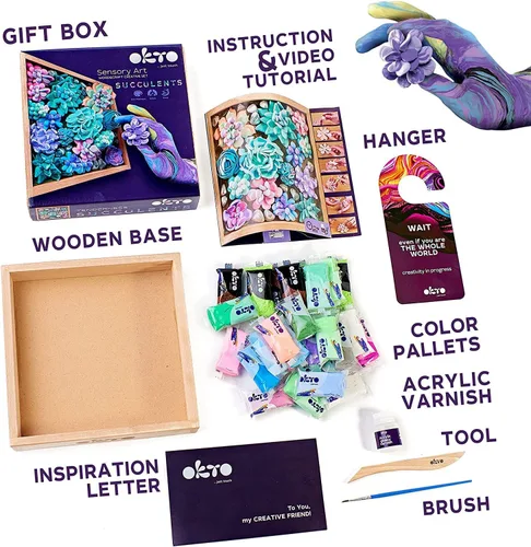 Miniatura 2 de Okto Kit de arte Ternura Juego de arte de suculentas 3D para decoración de pared del hogar Kits de manualidades para adultos del Reino Unido