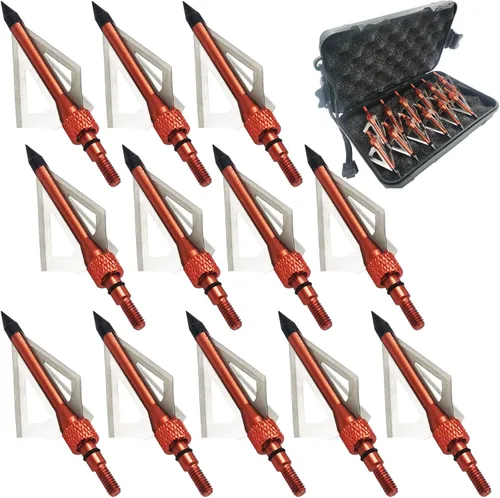 Miniatura 15 de Cabezas Anchas de Caza 12UN 100 Granos Cabezas de Flecha para Atornillar 3 Cuchillas Puntas de Flecha Compatibles con Ballesta y Arco Compuesto + 1