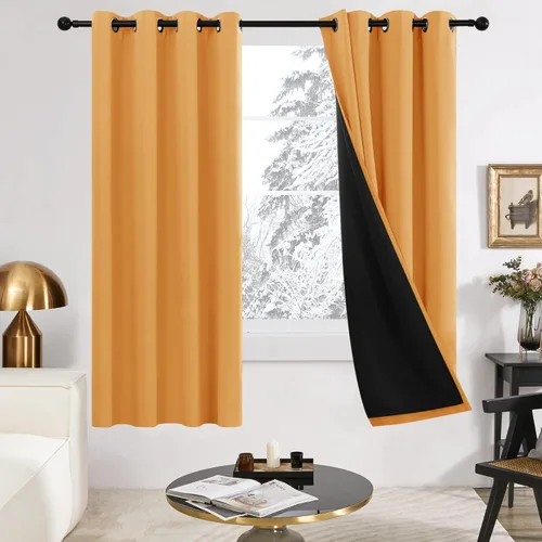 Miniatura 32 de Deconovo Cortinas 100% opacas, cortinas de ventana con aislamiento térmico, paneles reductores de ruido, cortinas de forro negro, con ojales