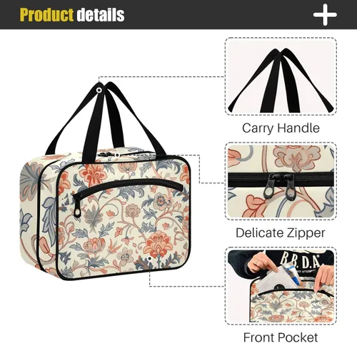 Miniatura 4 de William Morris Elegant Blue Hanging Makeup Travel Bag with Hook, Designer Expandable Bag for toiletries for Accessories Must Haves Trip bolso