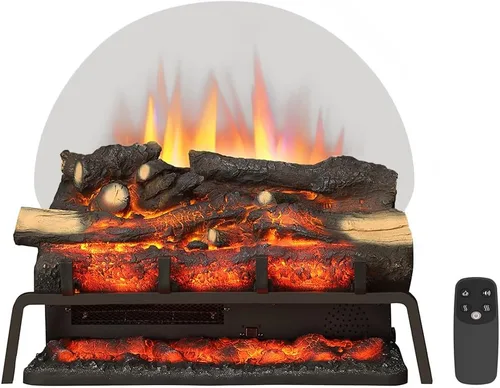 LegendFlame 23" W Chimenea eléctrica independiente con juego de leña (EF290), inserto para chimenea, calentador 750W/1500W, sonido crepitante,