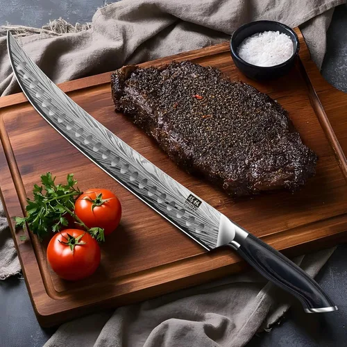 Miniatura 8 de SHAN ZU - Cuchillo de carnicero de acero en polvo de alto carbono, cuchillo de 12 pulgadas para cortar, deshuesar y rebanar carne con mango