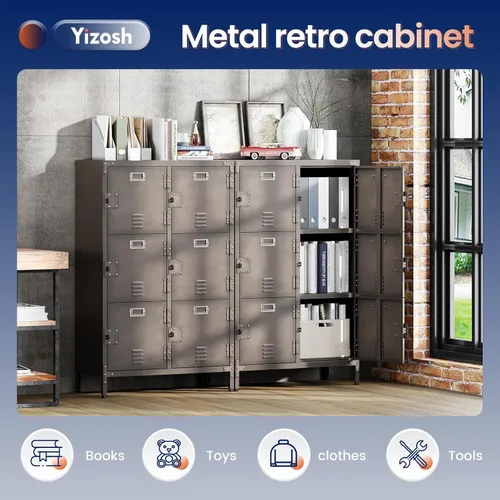 Miniatura 7 de Yizosh Armario de metal con 6 puertas con cerradura, armarios de almacenamiento de acero industrial para empleados – Armarios de almacenamiento
