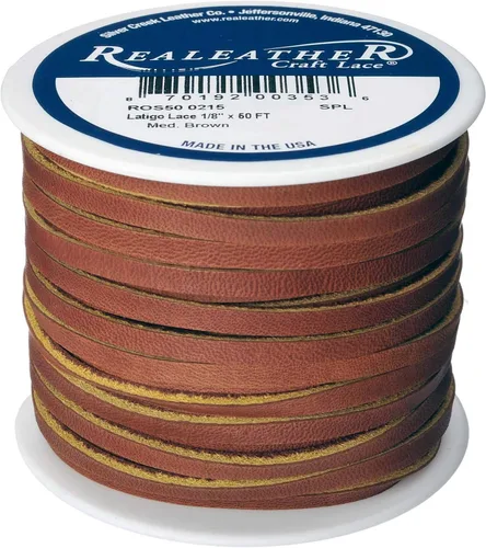 Silver Creek Leather Co Realeather Latigo - Cordón de cuero para manualidades y joyería, 1/8 pulgadas x 50 pies, marrón medio